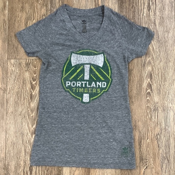 Adidas Portland Timbers V-Neck T-Shirt Women's Medium Small Soccer Official Gear - Picture 1 of 3